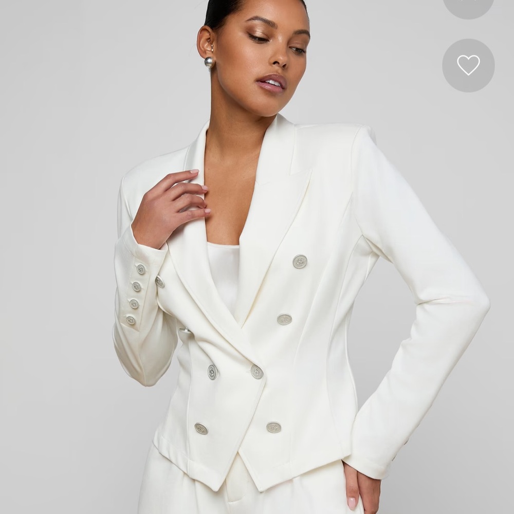 L'AGENCE Off-White Double-Breasted Tailored Blazer